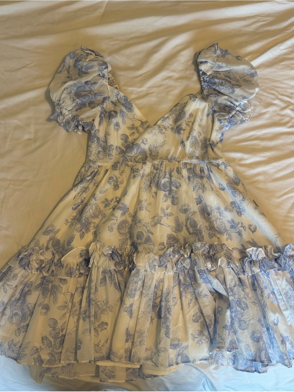 Sky to Moon white and blue floral dress